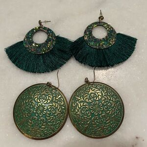 Fun Green and Gold Earrings